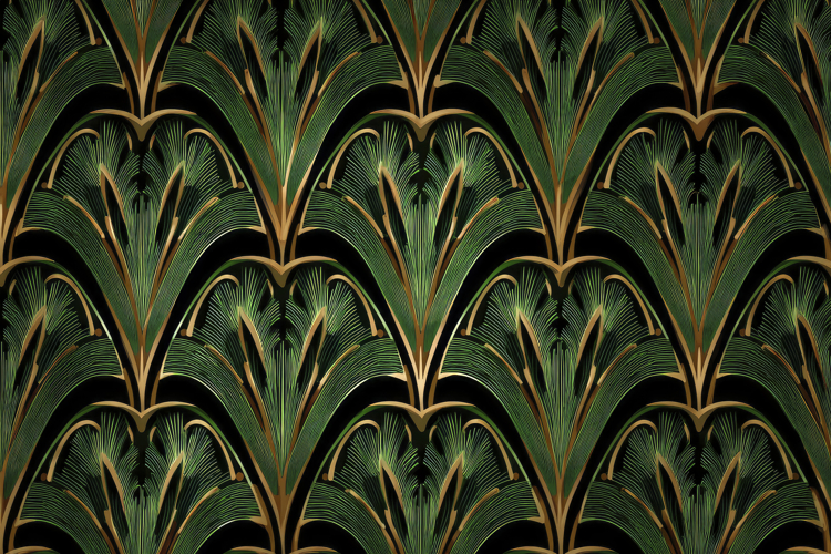 Green Art Deco Pattern Background
