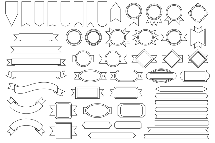 Outline Badge & Banner Clip Art Set
