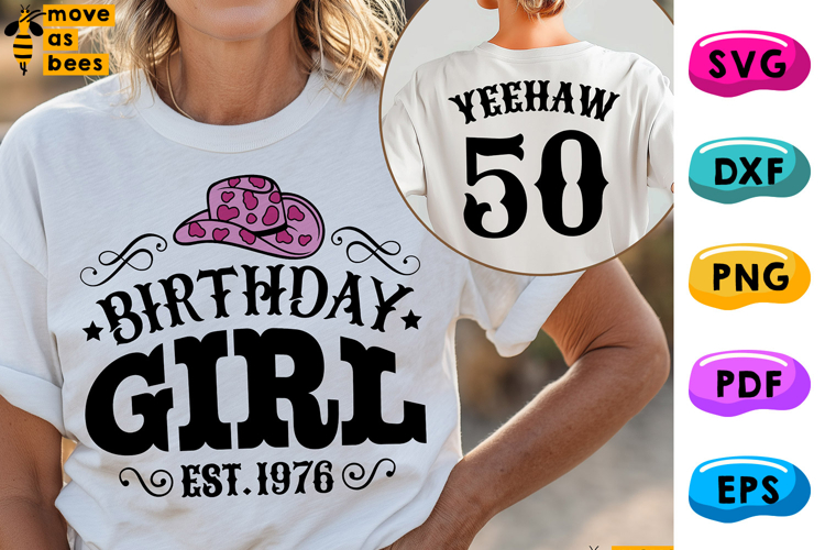 50th Birthday Girl Svg, Png, 1976, Country, Cowgirl, Western