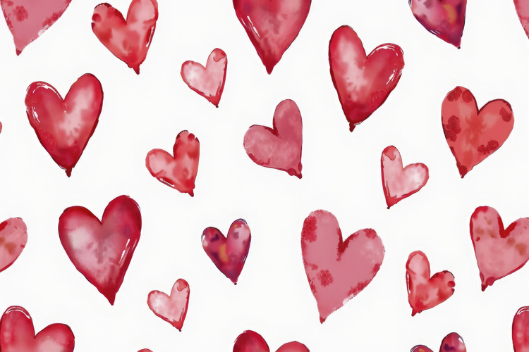 Red Watercolor Hearts on a White Background Wallpaper
