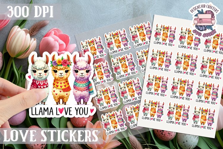 Love sticker Sheet Valentine Day Cute Animals Quote PNG