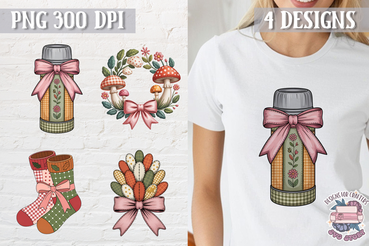 Fall Patchwork Clipart PNG Sublimation 4 Designs
