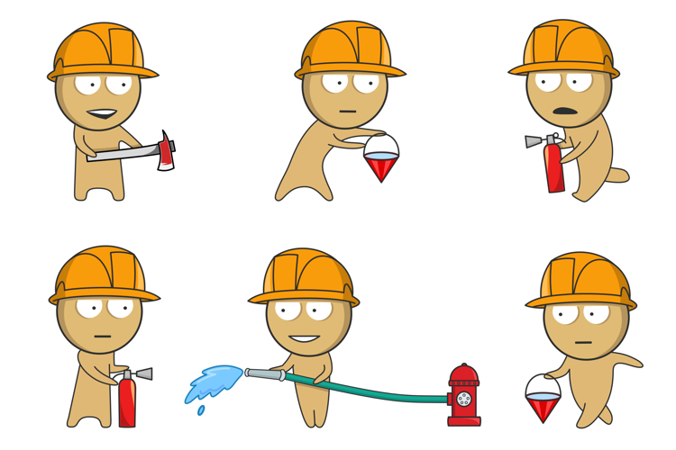 Vector firefighter characters