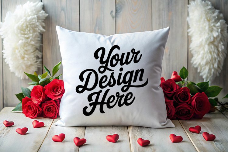 Valentine Pillow Mockup | Valentine's Day Mockup, JPG example image 1