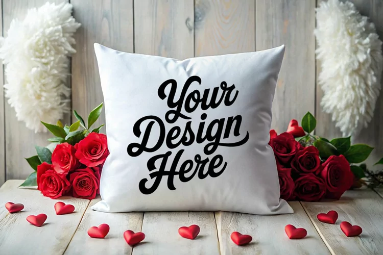 Valentine Pillow Mockup | Valentine's Day Mockup, JPG