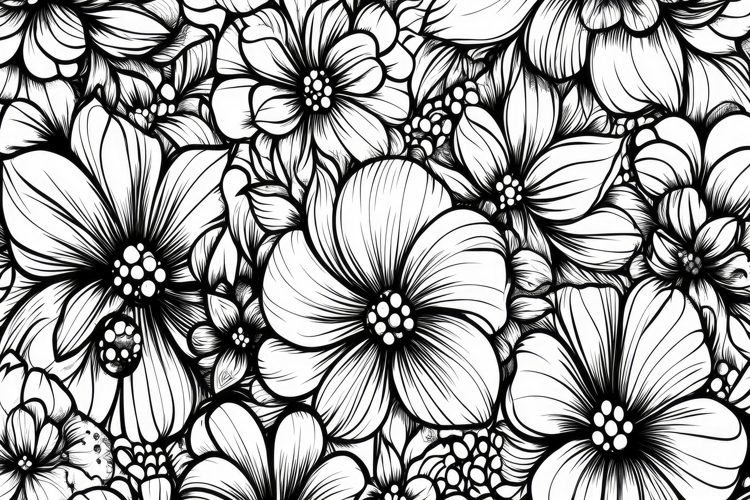 Black and White Floral Pattern Background Wallpaper