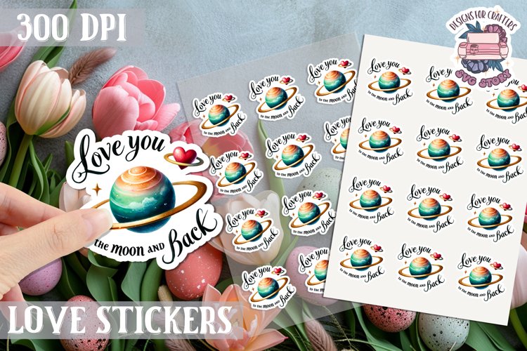 Love sticker Sheet Valentine Day Love You to the moon