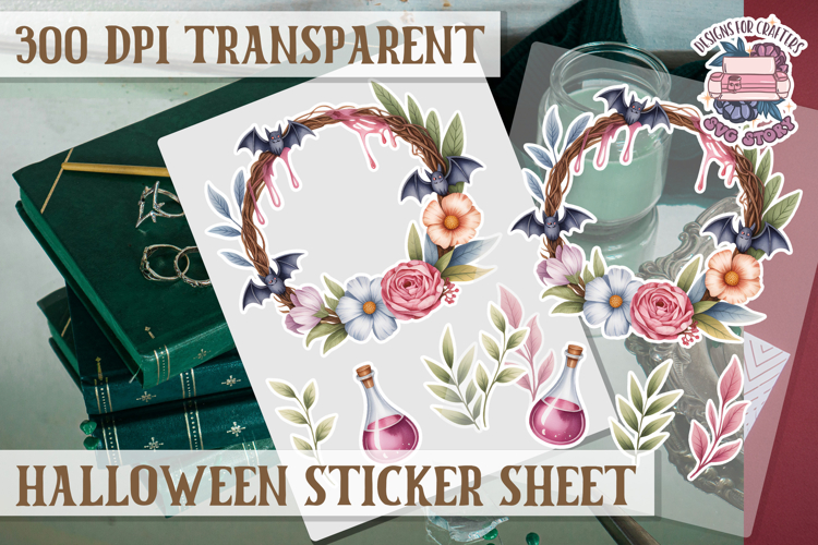 Halloween sticker sheet Creepy Scrapbook PNG Funny Skulls