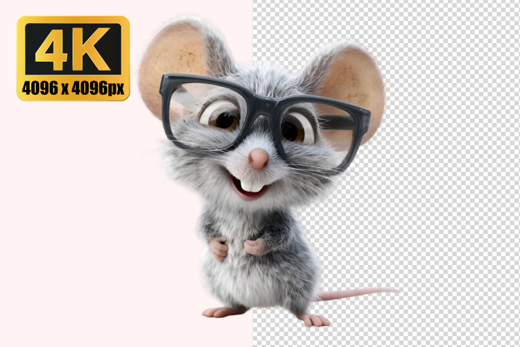 Mouse Wearing Oversized Black Glasses Transparent PNG