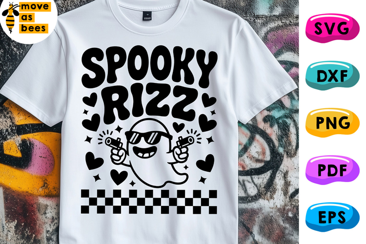 Spooky Rizz Svg, Png Halloween Shirt Svg, Gangster Ghost Svg
