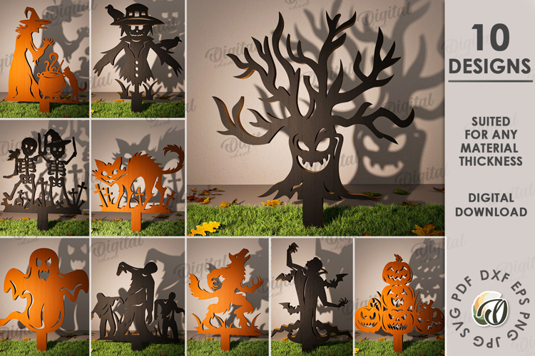 Halloween outdoor Shadow Decors Bundle laser Cut