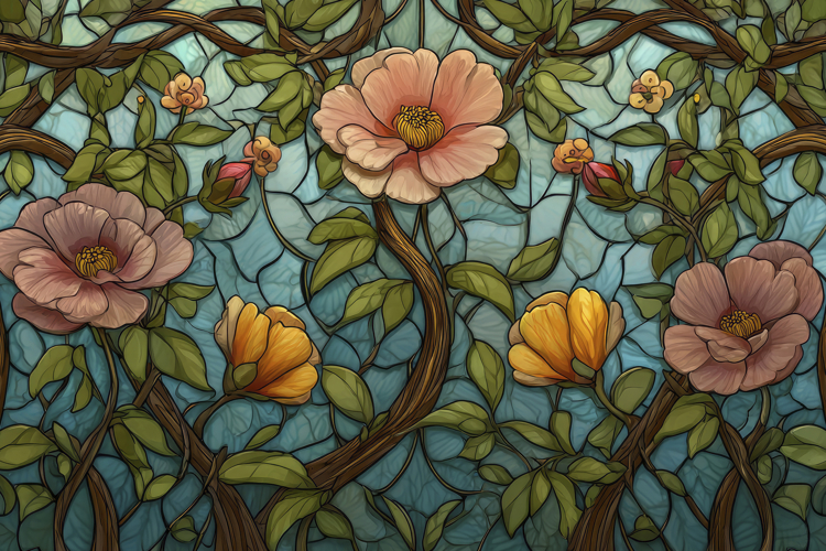 Flowers and Leaves Background Wallpaper