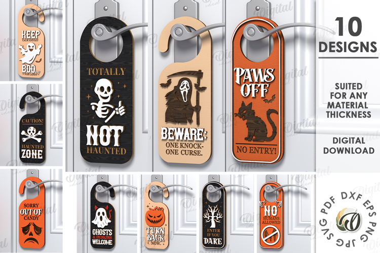 Halloween Door Hangers Bundle Lasercut . Halloween Decor SVG