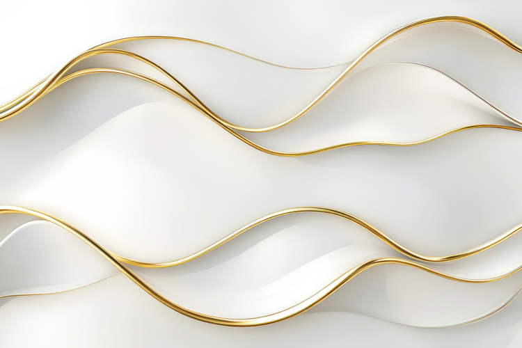 Gold Waves Lines with White Background Wallpaper
