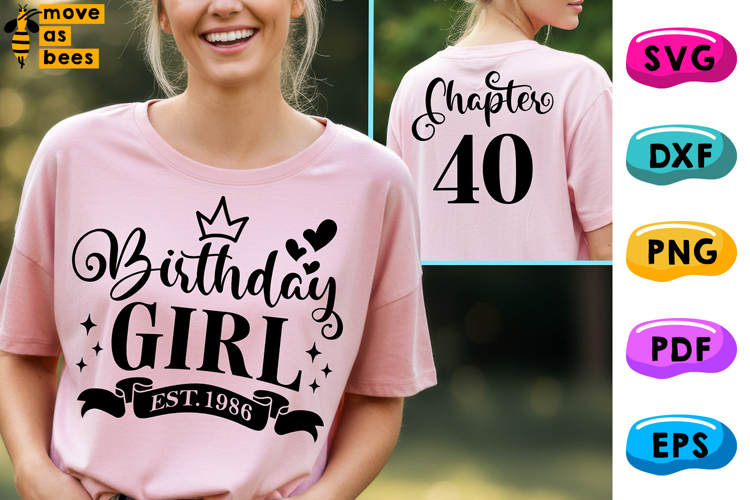 40th Birthday Girl Svg, Png, Est 1986 Chapter 40 Woman Shirt