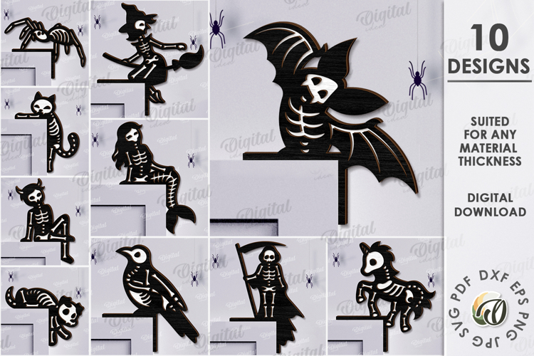 Halloween Skeletons Door Corners Bundle Laser Cut