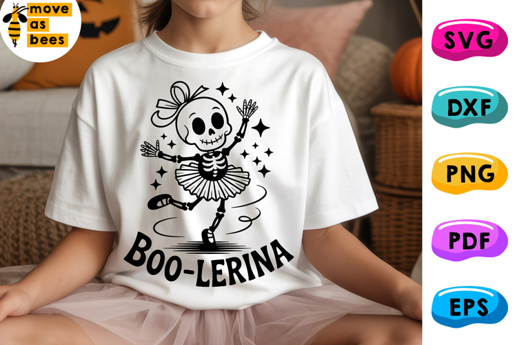 Boo-Lerina Svg, Png, Dancing Skeleton Svg, Girl Halloween