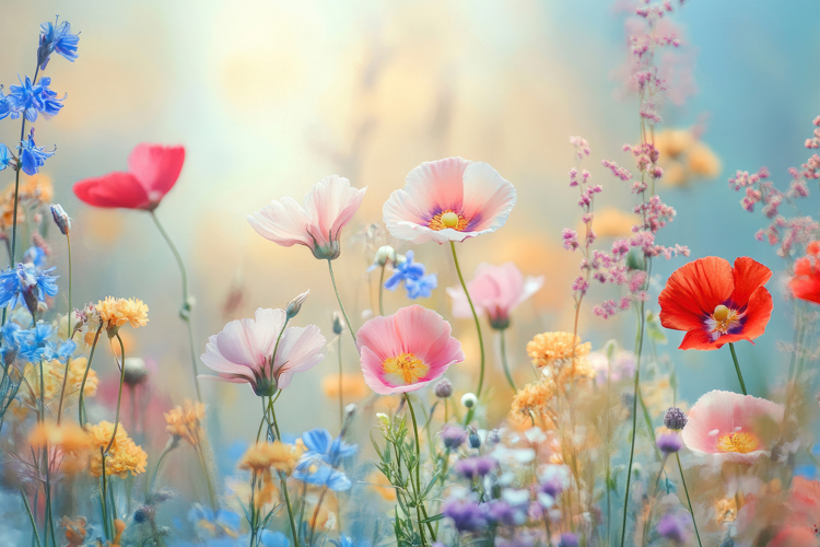 Vibrant Wildflowers Background Wallpaper