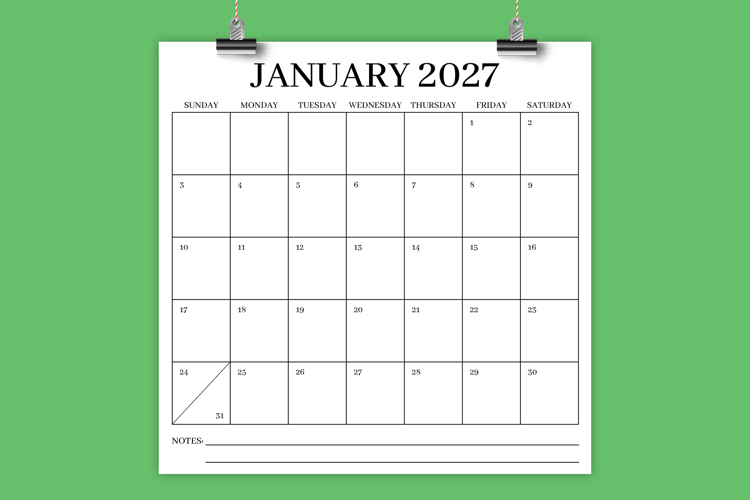 2027 Square Serif 12x12 Calendar