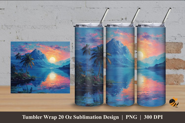 Nature Lake Tumbler Wrap Sublimation Design 4