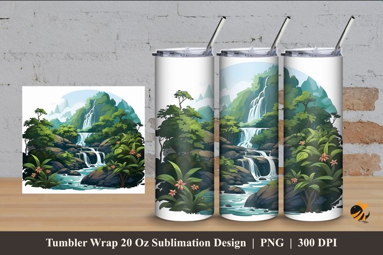 Tropical Island Tumbler Wrap Sublimation Design 4
