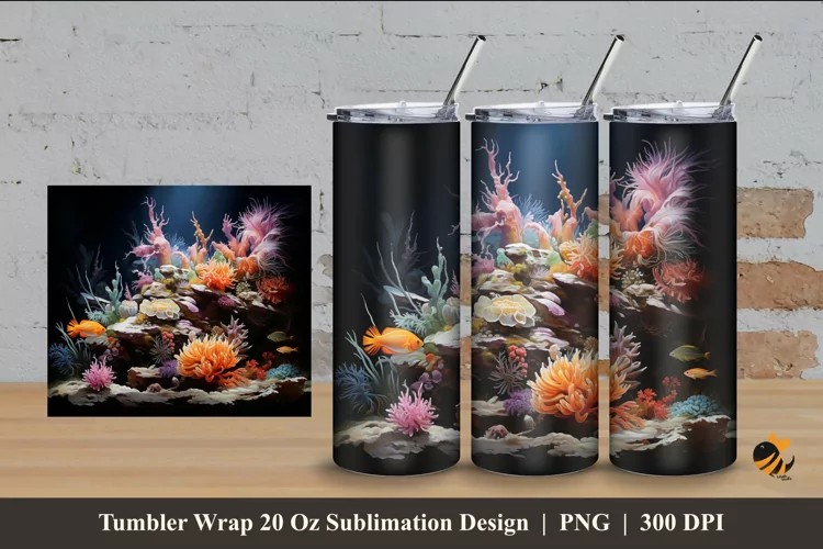 Aquascape Gallery Tumbler Wrap Sublimation Design 4