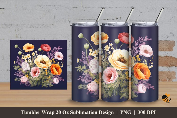 Blooming Flower Tumbler Wrap Sublimation Design 4