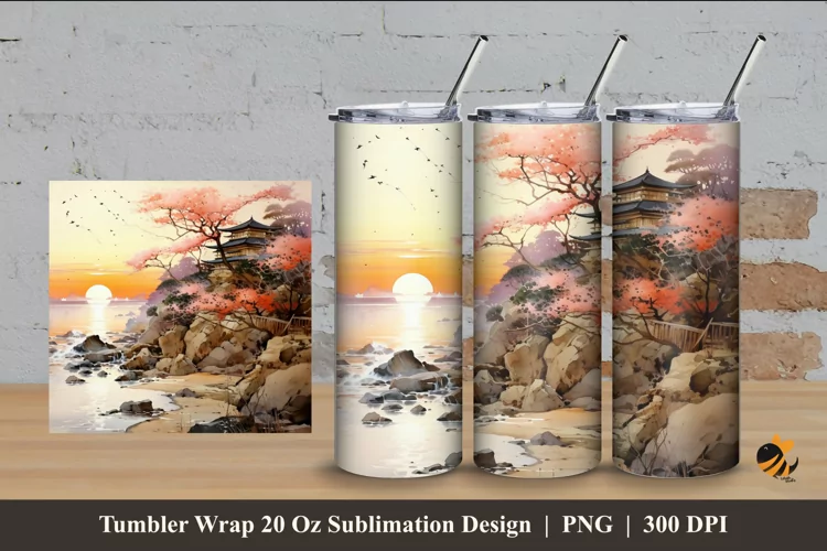 Evening Panorama Tumbler Wrap Sublimation Design 4