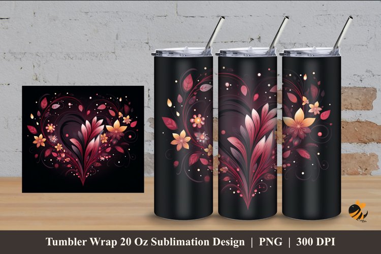 Floral love Tumbler Wrap Sublimation Design 4 example image 1