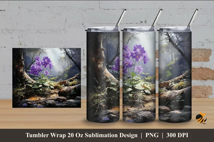 Futuristic Purple Tumbler Wrap Sublimation Design 4