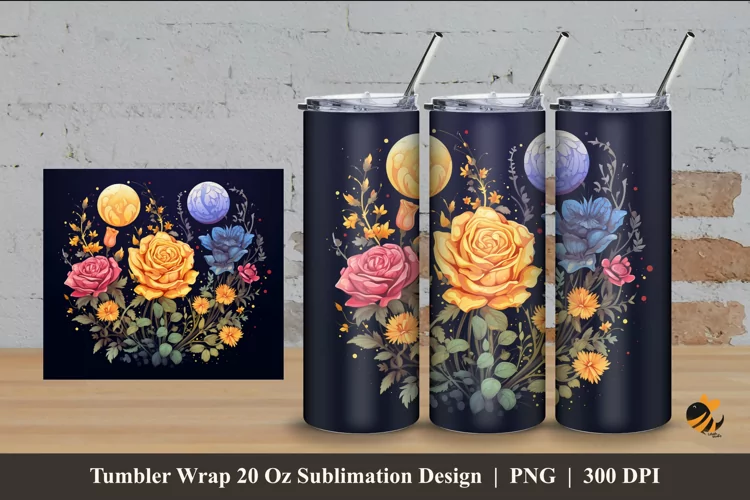 Beautiful Flower Tumbler Wrap Sublimation Design 4