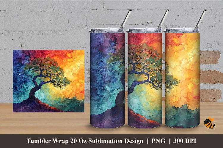 Abstract Tree Tumbler Wrap Sublimation Design 4 example image 1