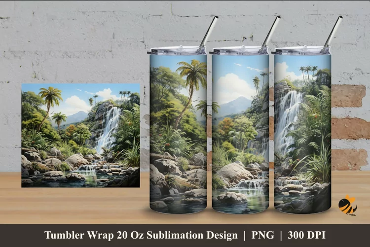 Foxtail Palm Tumbler Wrap Sublimation Design 4