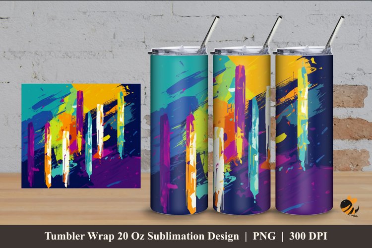 Funky Color Tumbler Wrap Sublimation Design 4 example image 1