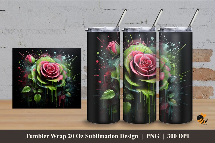 Graffity Rose Tumbler Wrap Sublimation Design 4 example image 1