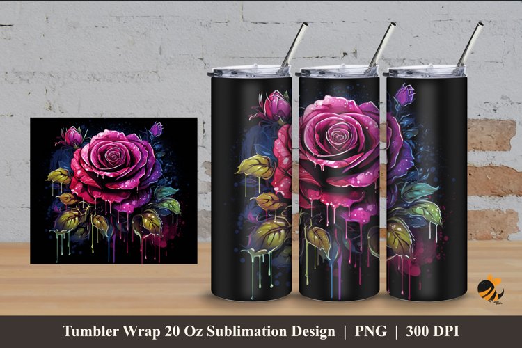 Acrylic Rose Tumbler Wrap Sublimation Design 4