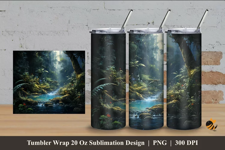 Rain Forest Tumbler Wrap Sublimation Design 4