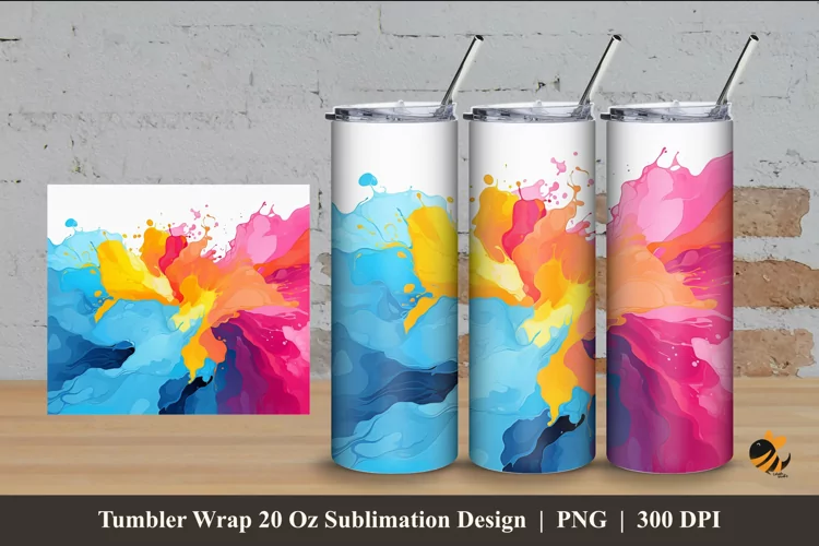 Mix Colors Abstract Tumbler Wrap Sublimation Design 4