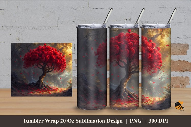 Tree Rose Graffiti Tumbler Wrap Sublimation Design 4