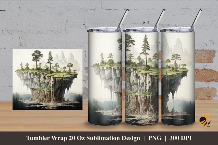 Landscape Painting Tumbler Wrap Sublimation Design 4 example image 1