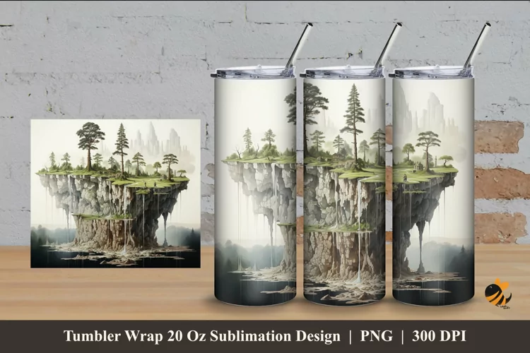 Landscape Painting Tumbler Wrap Sublimation Design 4