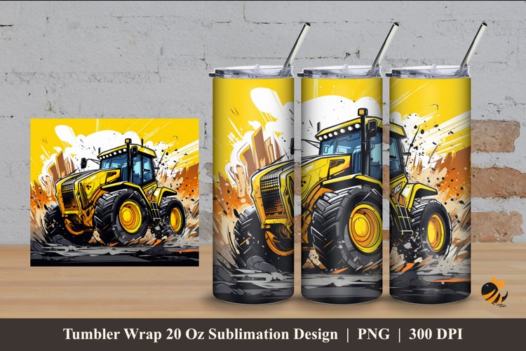 Buldozer Illustration Tumbler Wrap Sublimation Design 4 example image 1