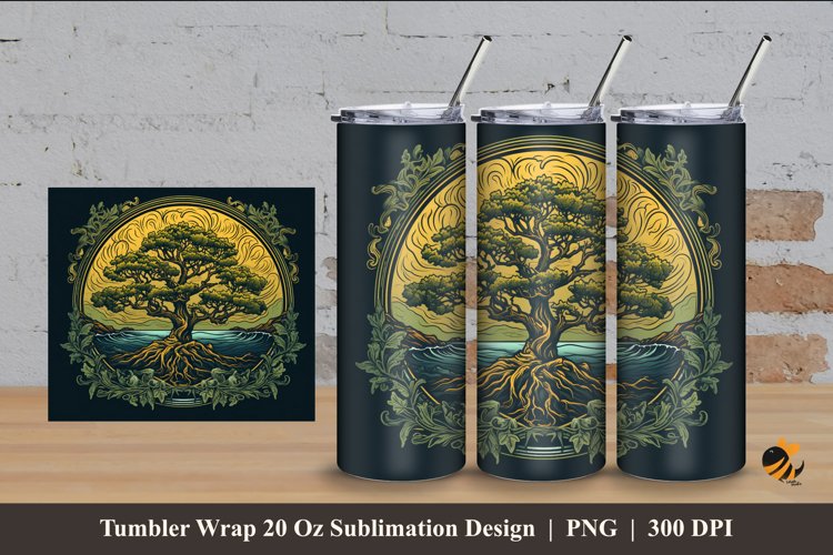 Handdrawn Mangrove Tumbler Wrap Sublimation Design 4 example image 1