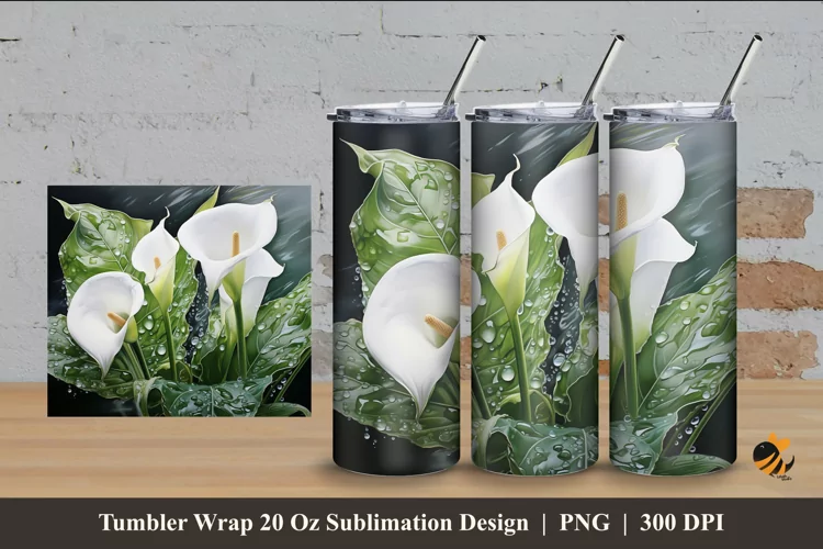 Calla Lily Tumbler Wrap Sublimation Design 4