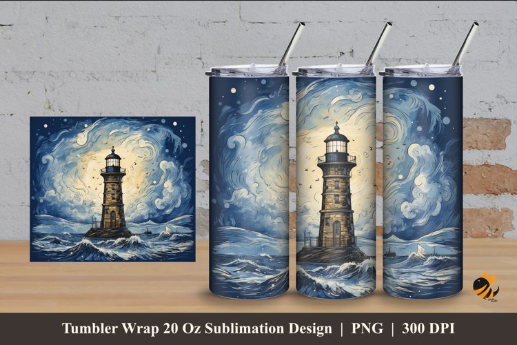 Old Sea Tower Tumbler Wrap Sublimation Design 4