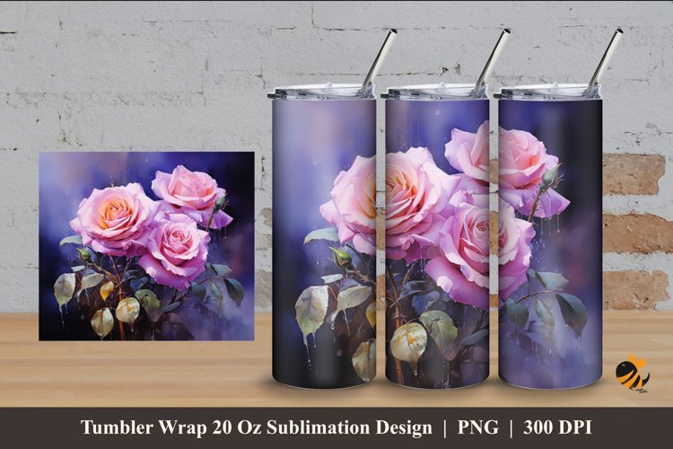 Plummy Blooms Tumbler Wrap Sublimation Design 4 example image 1