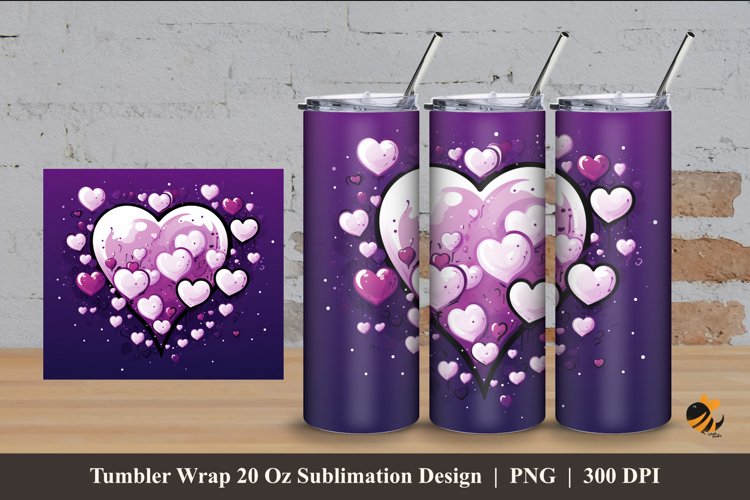 Purple Love Tumbler Wrap Sublimation Design 4 example image 1