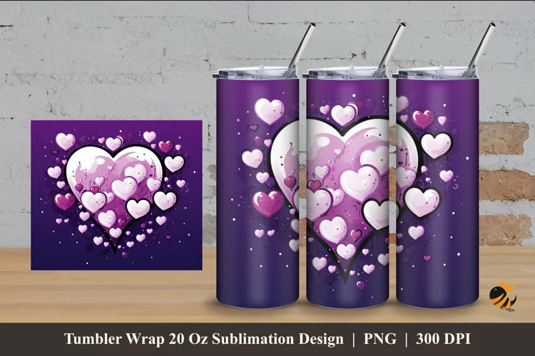 Purple Love Tumbler Wrap Sublimation Design 4