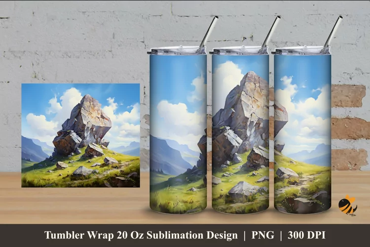 Big Stone Charm Tumbler Wrap Sublimation Design 4