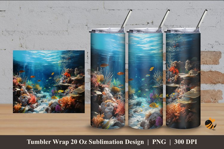 Sea Aquarium Tumbler Wrap Sublimation Design 4